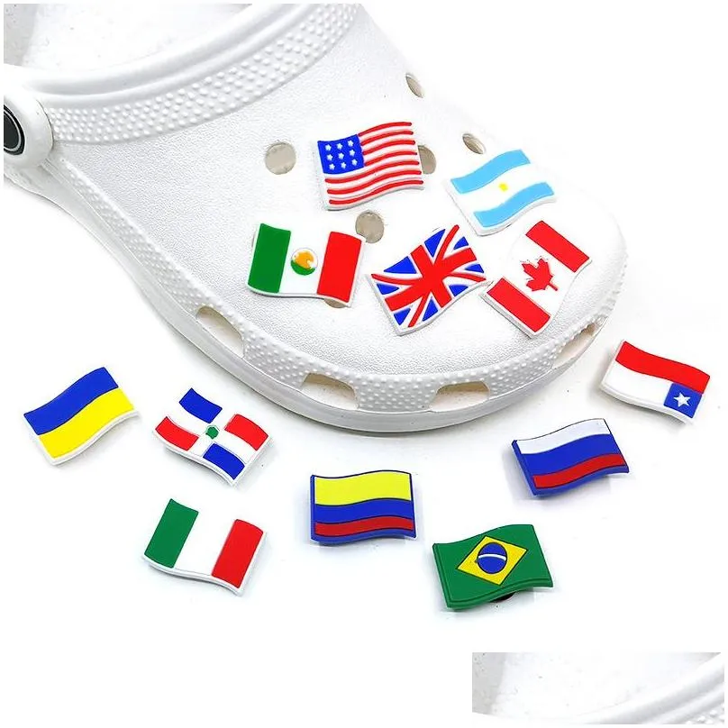 national flag croc charms fashion love shoe accessories for decorations charms pvc soft shoes charm ornaments buckles