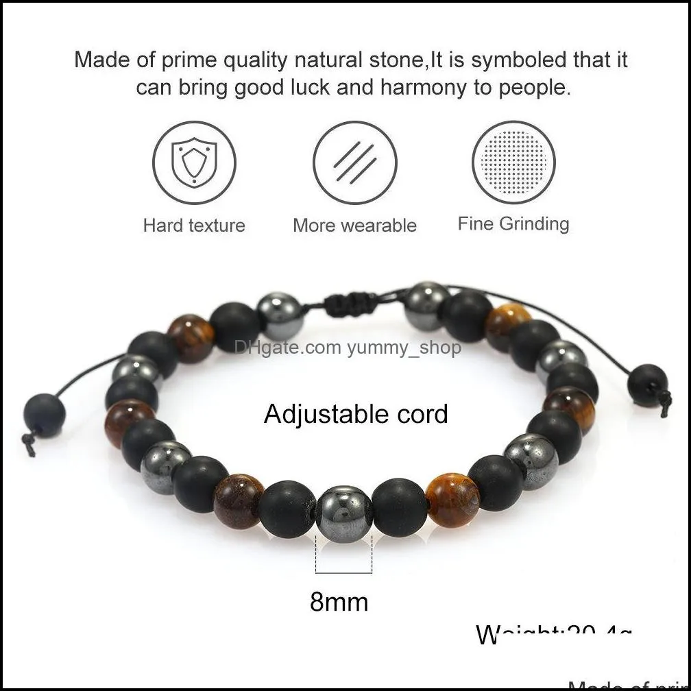 8mm est elastic natural stone beaded bracelet fashion jewelry for men handmade braided colorful chakra yoga energy women men