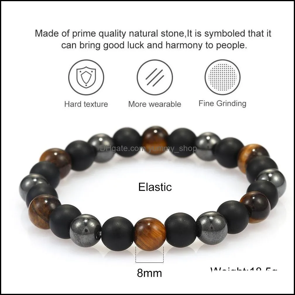 8mm est elastic natural stone beaded bracelet fashion jewelry for men handmade braided colorful chakra yoga energy women men