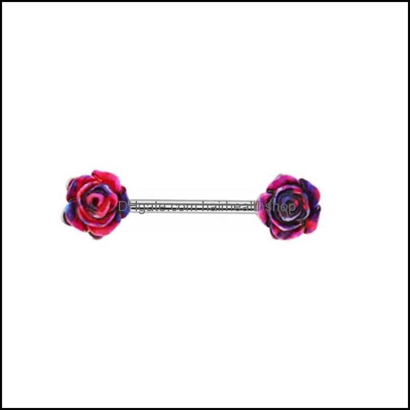 14g rose flower nipple ring butterfly nipple piercing barbell for women body jewelry