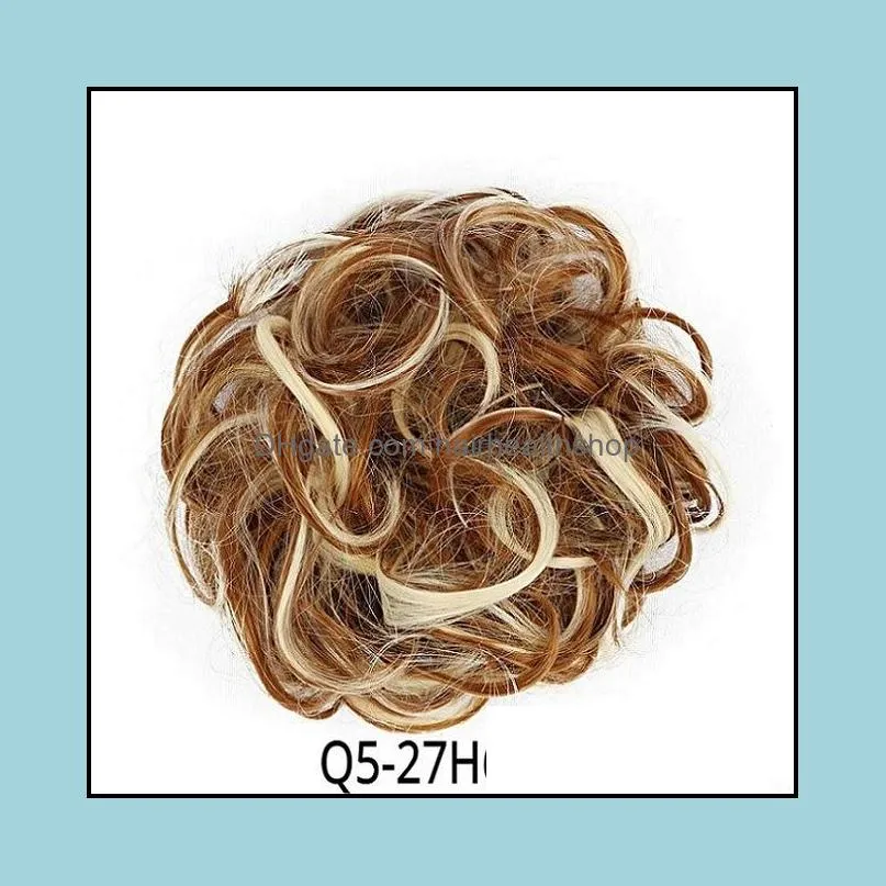 chignon hair bun hairpiece curly hair scrunchie extensions blonde brown black heat resistant synthetic for women hair pieces