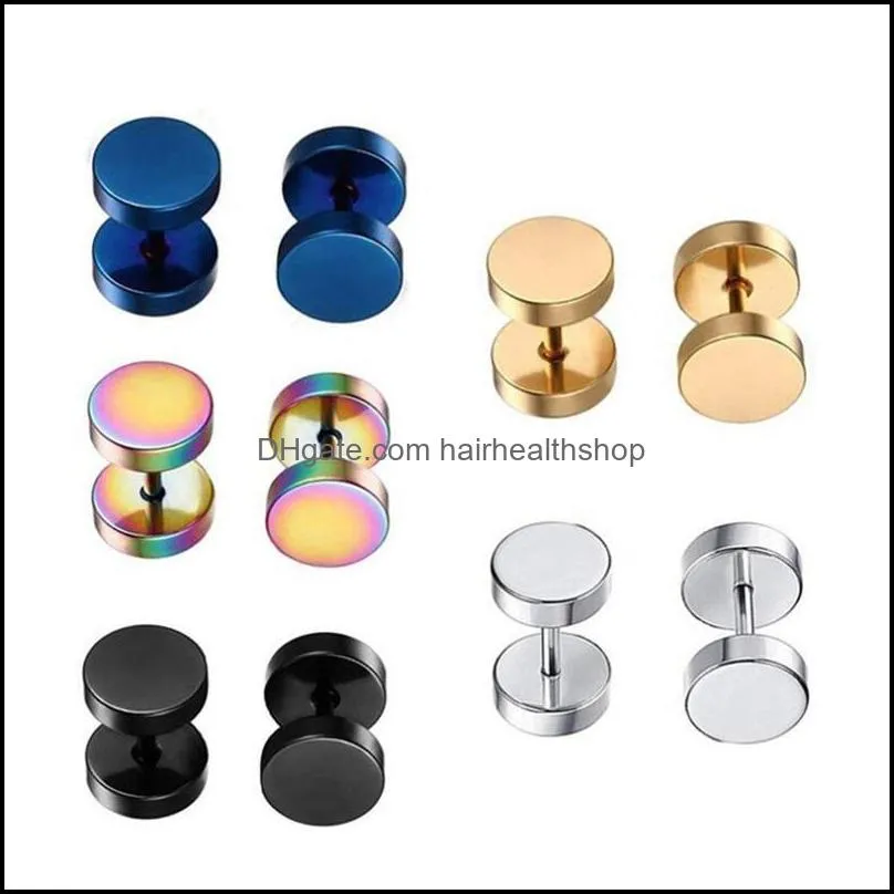 wholesale colorful stainless steel barbell ear stud fashionable barbell earrings body piercing jewellery for men and women