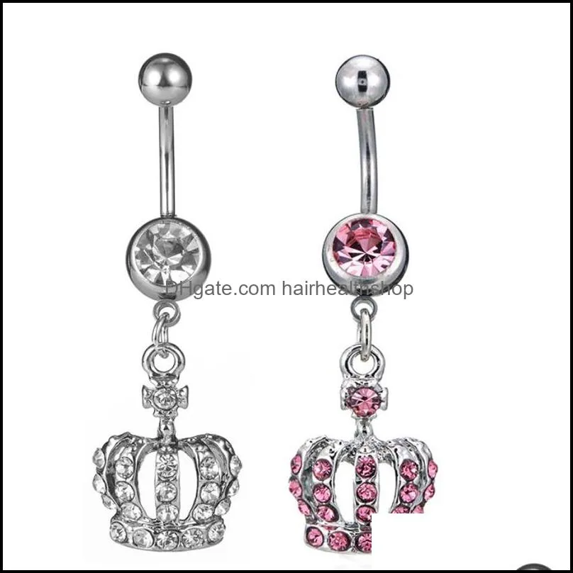 10pcs dangle belly button rings kit fashionable stainless steel navel barbells cz body piercing jewellery for women
