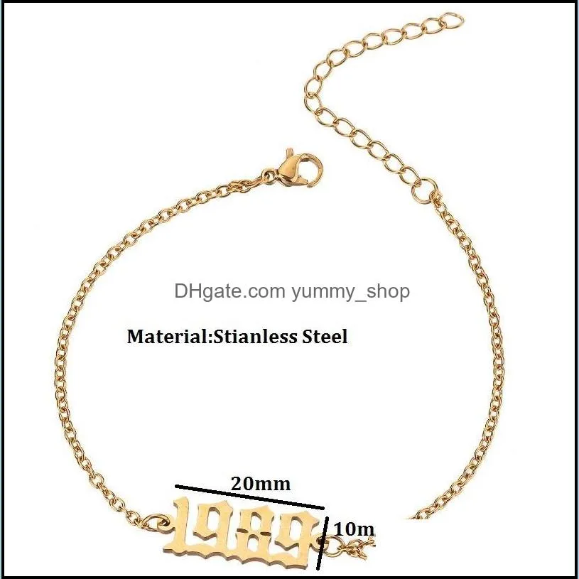 minimalism number bracelet for men women hand jewelry personalized special dates birth year bracelets old english hand chain brithday