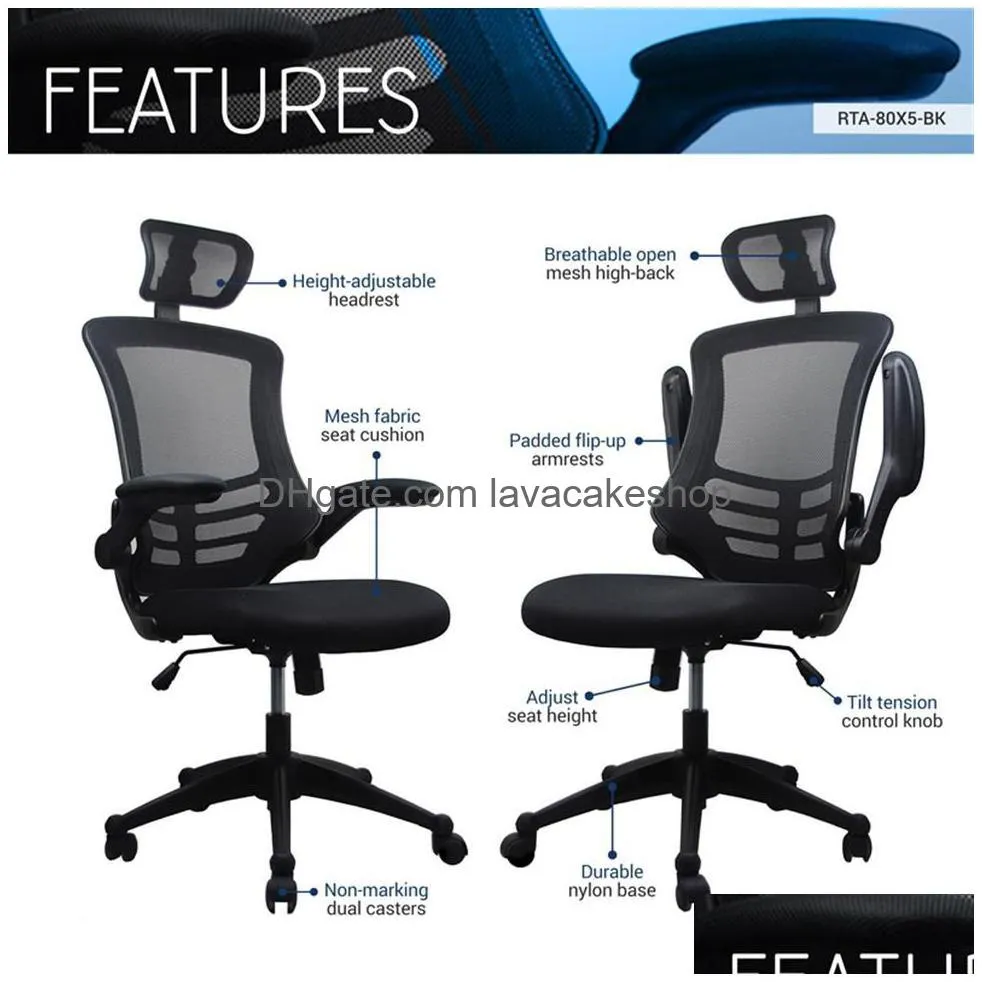 us stock commercial furniture modern highback mesh executive office chair with headrest and flipup arms black a35