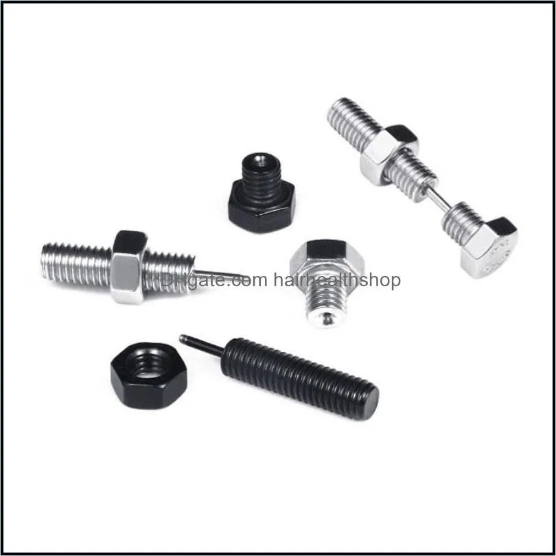 screw shaped earrings anti allergy titanium steel ear studs piercing jewelry supplies for men and women