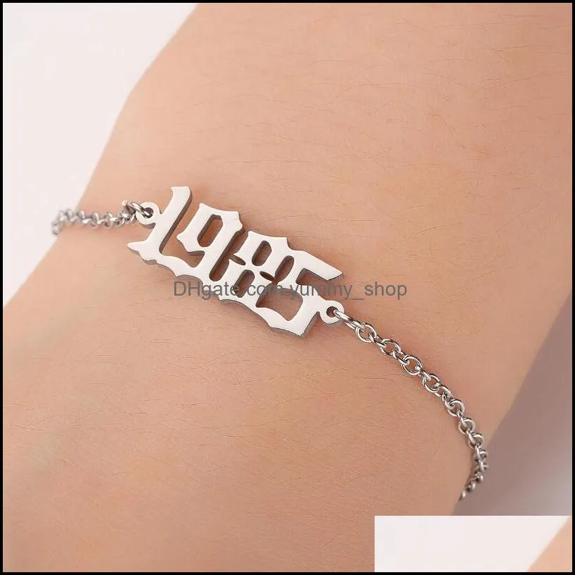 minimalism number bracelet for men women hand jewelry personalized special dates birth year bracelets old english hand chain brithday