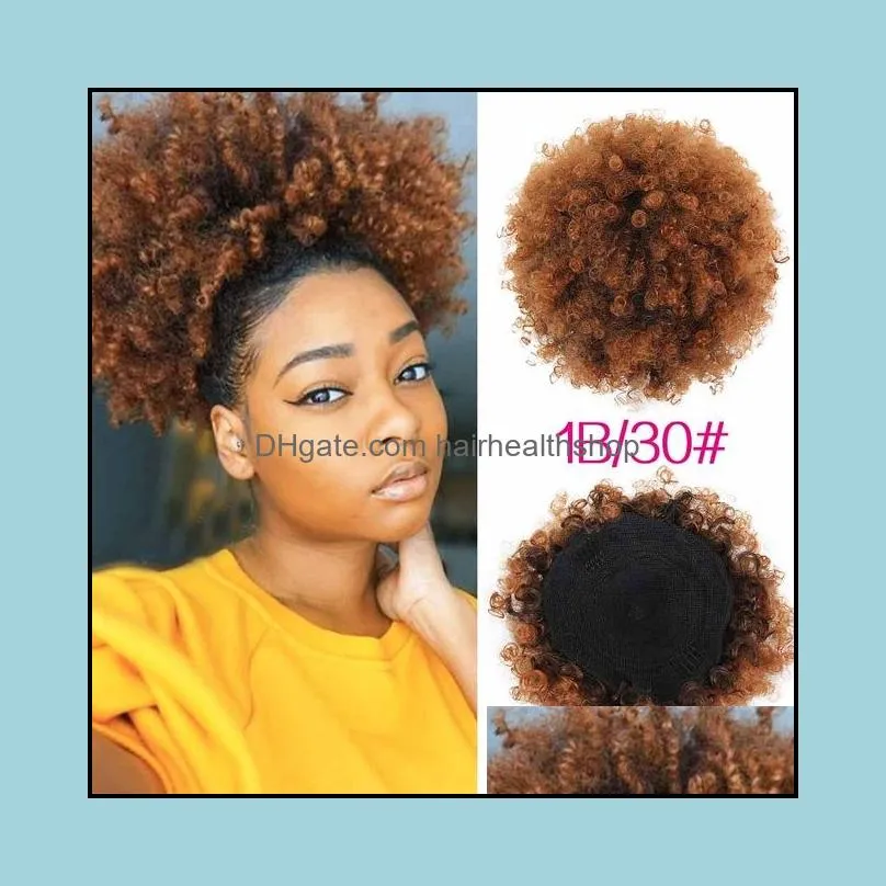 synthetic curly hair ponytail african american short afro kinky curly wrap synthetic drawstring puff pony tail hair extensions