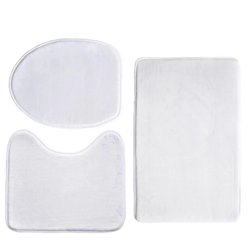 sublimation bathroom mats blanks cotton bath rugs threepiece thermal transfer toilet mat diy white in stock