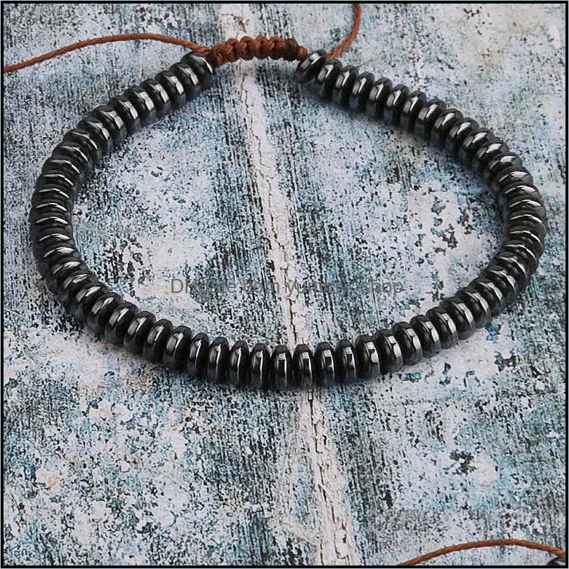  arrival mens beads bracelet adjustable nature stone hematite woven bracelet beaded wrist bracelets balance bangles jewelry gift for