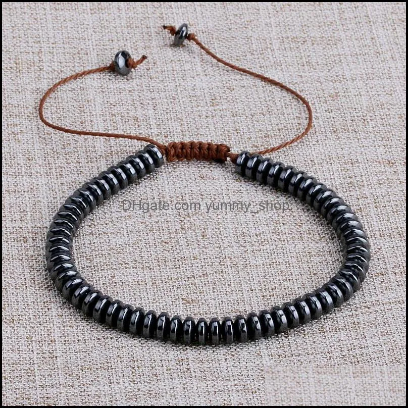  arrival mens beads bracelet adjustable nature stone hematite woven bracelet beaded wrist bracelets balance bangles jewelry gift for