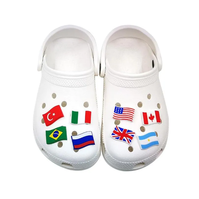 national flag croc charms fashion love shoe accessories for decorations charms pvc soft shoes charm ornaments buckles