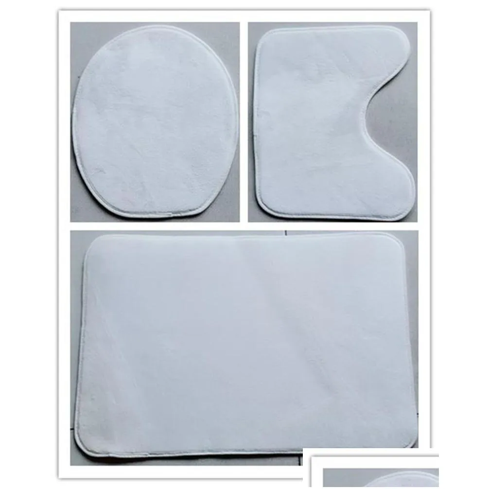 sublimation bathroom mats blanks cotton bath rugs threepiece thermal transfer toilet mat diy white in stock