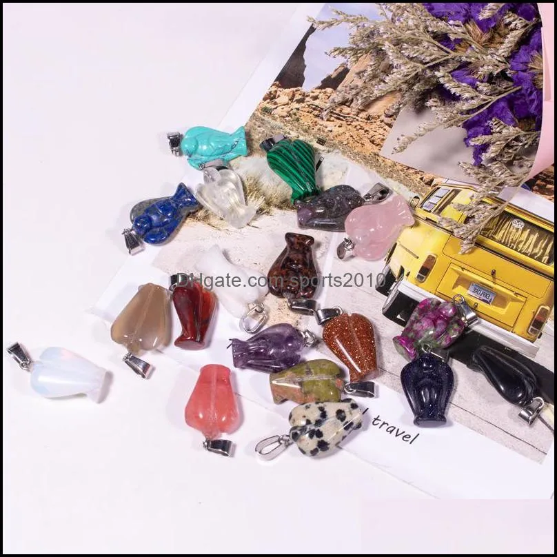 chakra natural stone charm rose quartz crystal angel pendants chakras gem stone fit earrings necklace making assorted sports2010