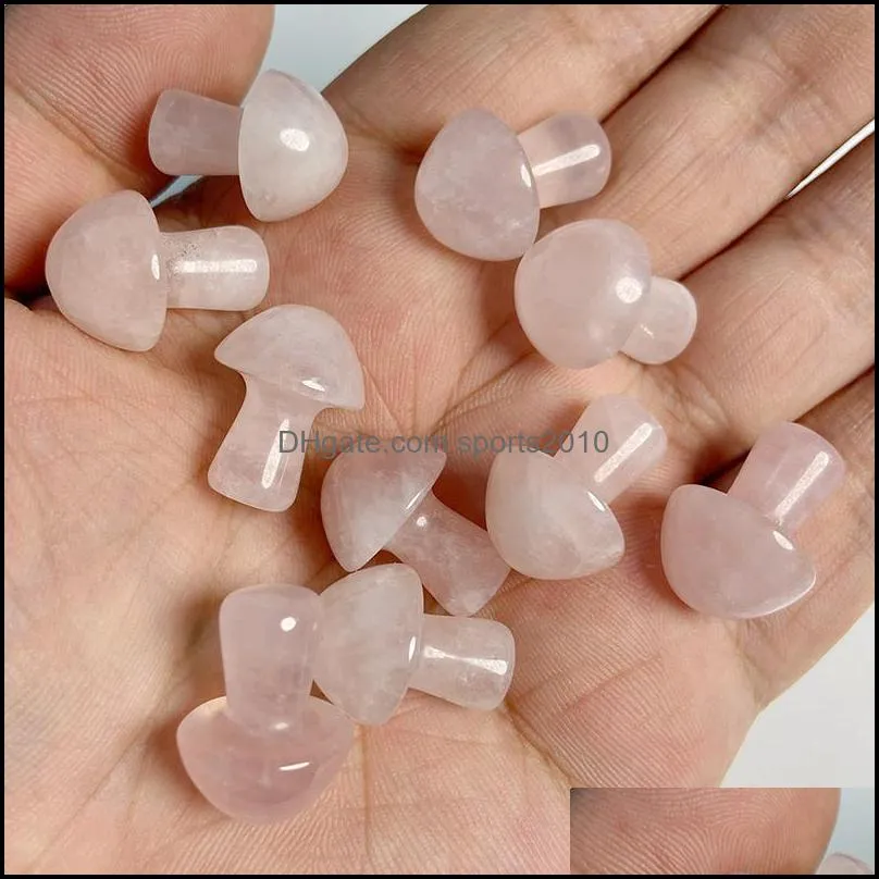 20mm rose quartz mini mushroom plant statue natural stone carving home decoration crystal polishing gem sports2010