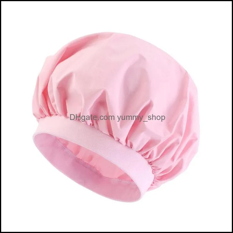 solid color waterproof elastic bath hat for women girl head cover caps bonnet hair care fashion accessories headwear