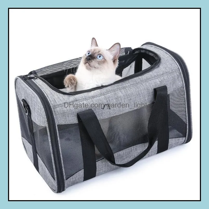 pet carrier for cats dogs high quality oxford grey colors collapsible small cats puppies carrier pab11624