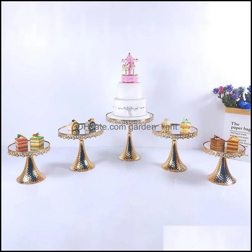 gold cake stand set cupcake tray tools home decoration dessert table decorating party wedding display other bakeware