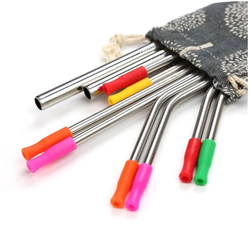 drinking straws 100pcs food grade silicone tips for 6mm stainless steel cold straw cover multicolored caps