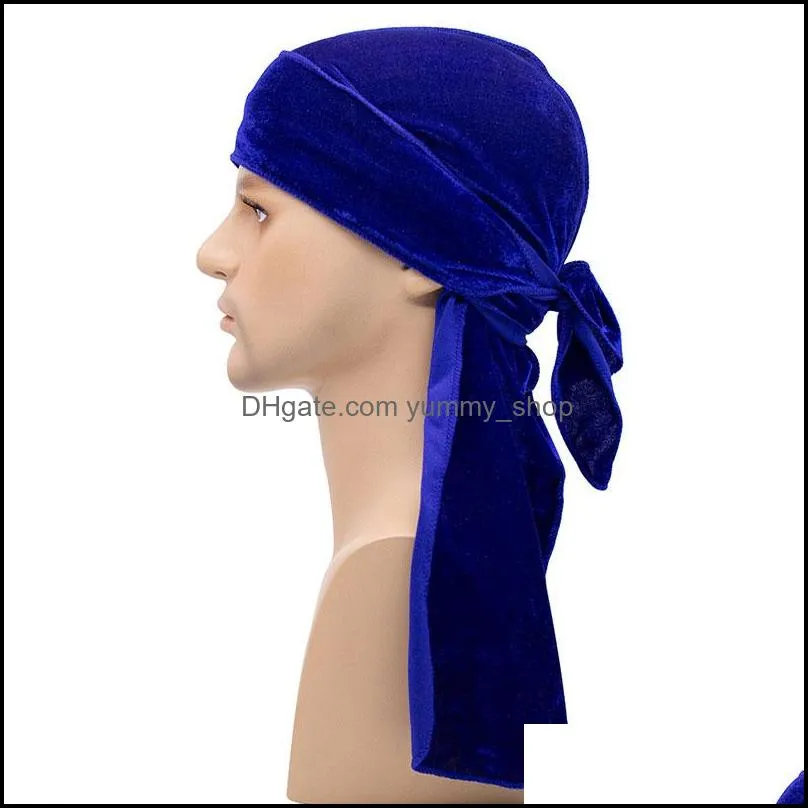 men women autumn winter velvet bandana turban long hat hip hop headband headwear hair accessories