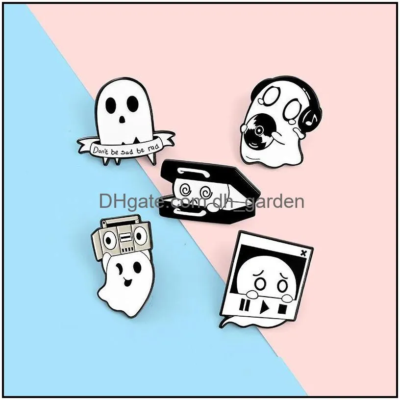 enamel brooches pin and badges ghost radio trunk pattern halloween jewelry cartoon brooch wholesale 1261 e3