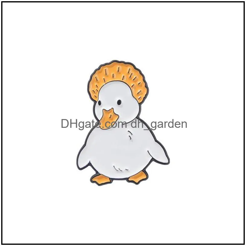 customized enamel pin funny little duck brooch metal crown ducks brooches man women fashion jewelry 1224 d3