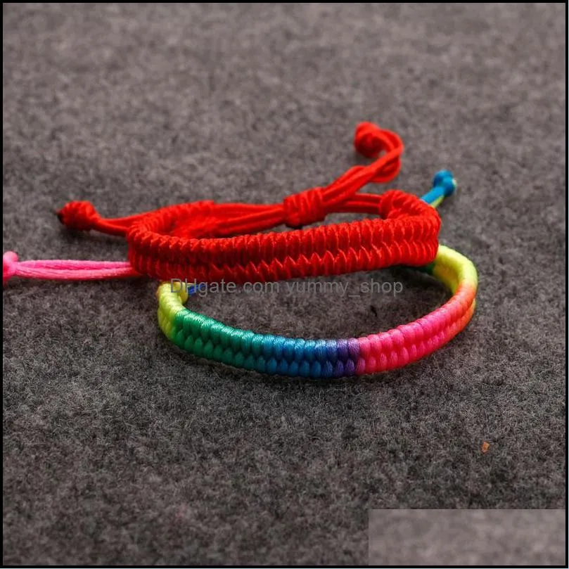 red colorful rope braided handmade friendship lovers lucky charm bracelets jewelry for women men couple fashion accessories