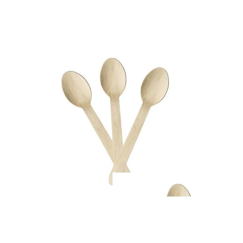 disposable dinnerware ecofriendly 16cm wooden cutlery forks spoons dessert utensils party birthday home tableware