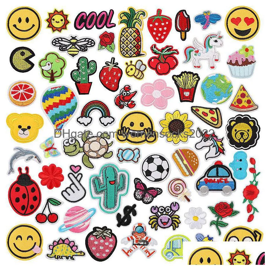 sewing notions 60 pcs fruits cartoon applique embroidered on kids clothes diy iron ones for clothing stickers animal