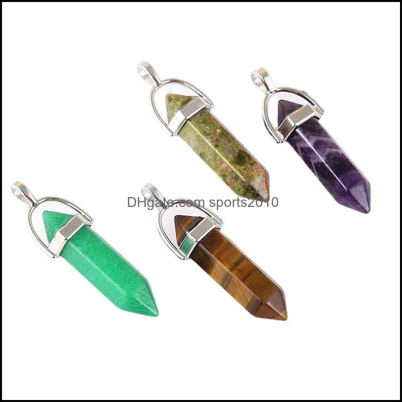 natural stone synthetic turquoise charms hexagonal prism bullet shape pendant craft for diy earrings necklace jewelry making sports2010