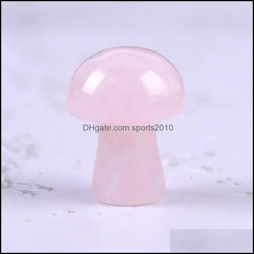 20mm rose quartz mini mushroom plant statue natural stone carving home decoration crystal polishing gem sports2010