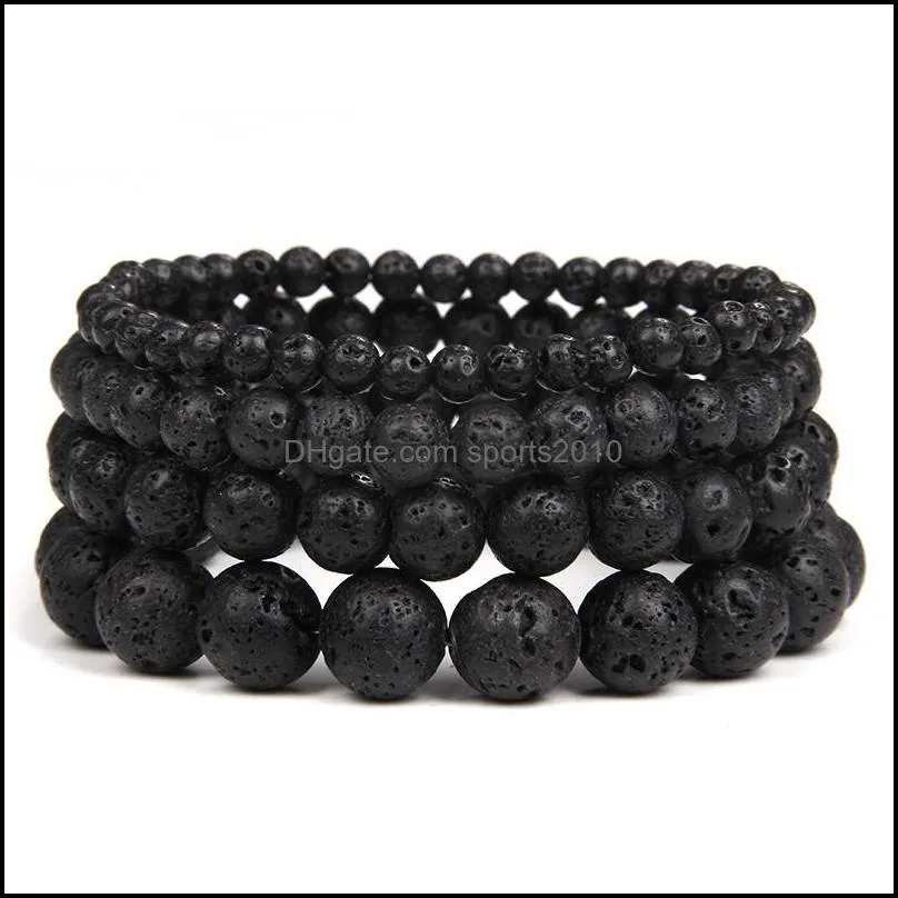 natural stone beaded strands bracelet lava volcanic round beads bracelets healing energy yoga bracelet for men women jewelry gifts sports2010