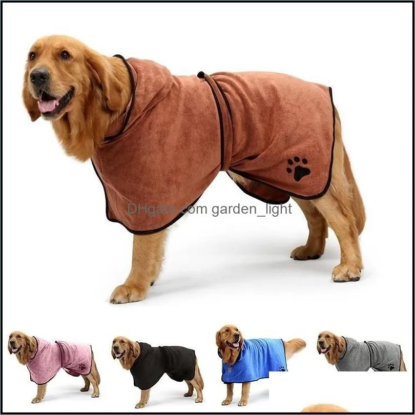 dog paw printing dog coat pets washcloth bathrobe hood belt clothes multi color fashion absorbing water magic stick 20by p2