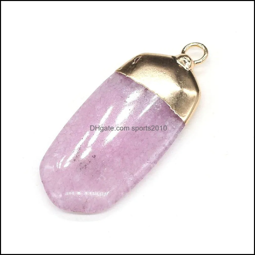 reiki healing charms semiprecious rectangular white stone dyed color crystal pendant diy necklace women fashion jewelry finding sports2010