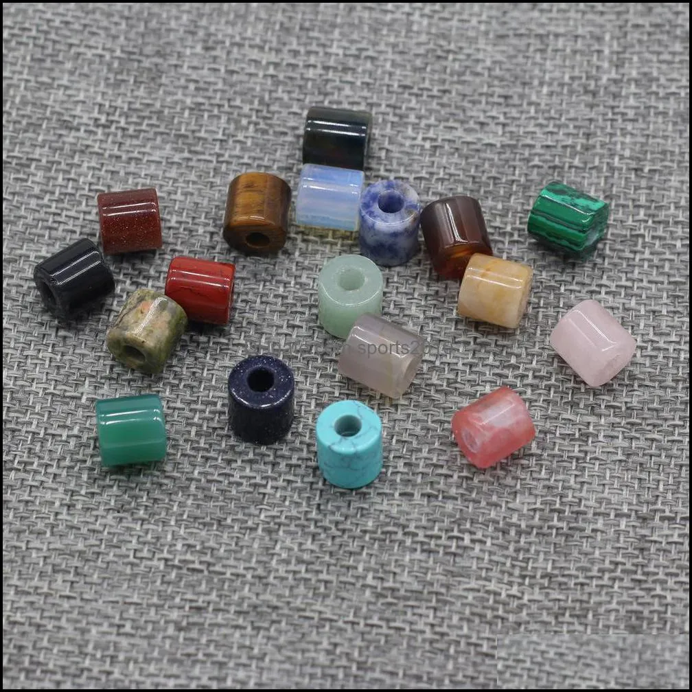 4mm big hole cylinder column stone chakra healing reiki charms pendant turquoise rose quartz crystal finding diy necklaces women jewelry sports2010