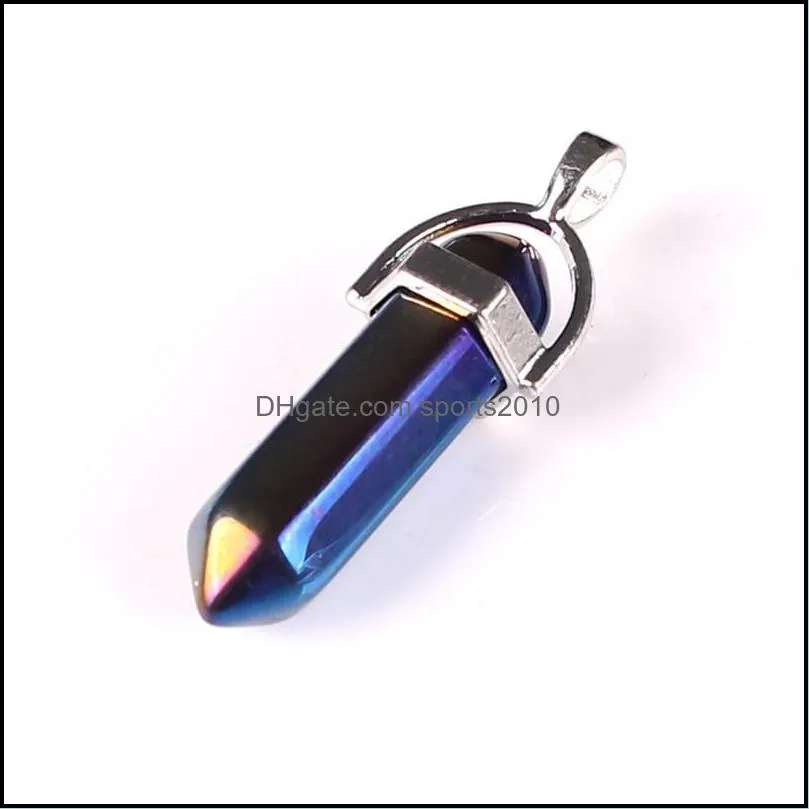 bulk metal hematite stone bullet charms pendant hexagonal column pendants diy necklace earrings jewelry making sports2010