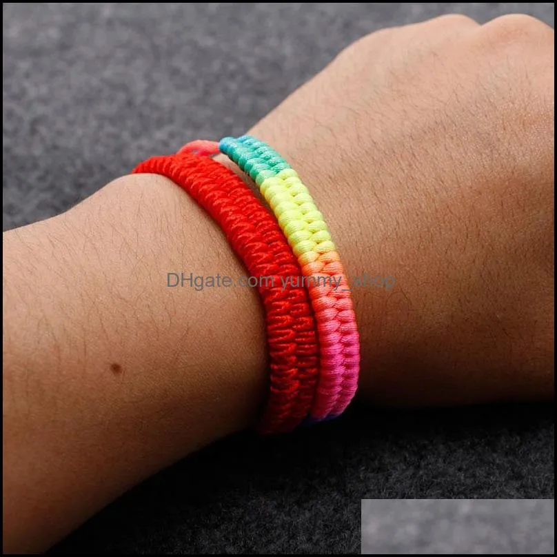 red colorful rope braided handmade friendship lovers lucky charm bracelets jewelry for women men couple fashion accessories