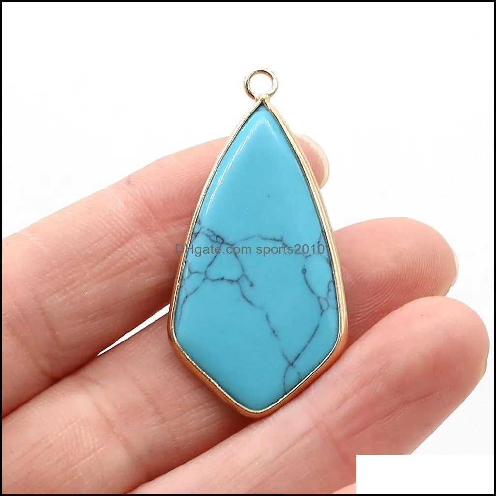 point style turquoise natural stone charms rose quartz crystal pendant for earrings necklace jewelry making sports2010