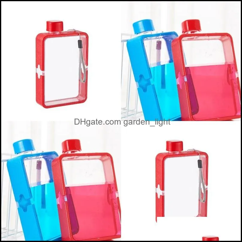 a5 380ml square water cup portable outdoor sports plastic kettle red blue creative paper drinks bottle pattern 8 8kn j2