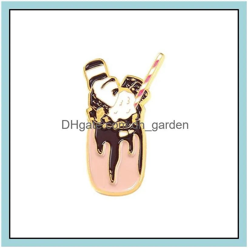 customized ice cream hard enamel pin cartoon bulk brooch creative luxury women badge cool drink metal cute wholesale 6090 q2