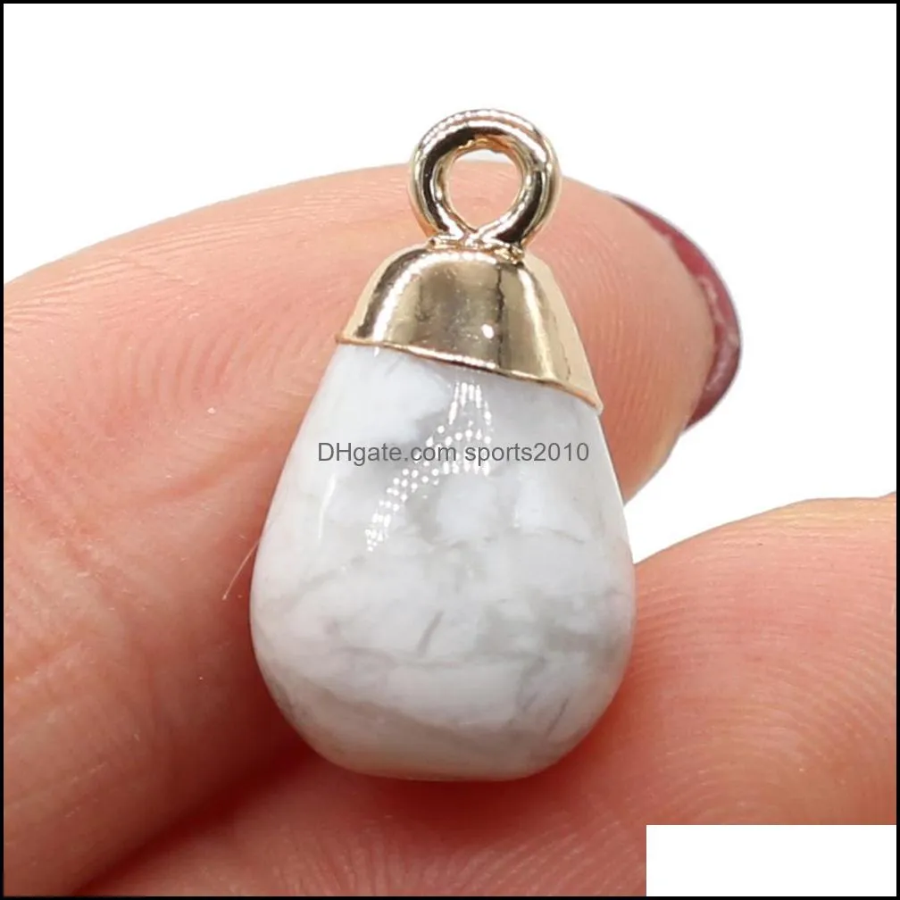 delicate waterdrop natural stone chakra charms teardrop shape pendant rose quartz healing reiki crystal 10x18mm sports2010