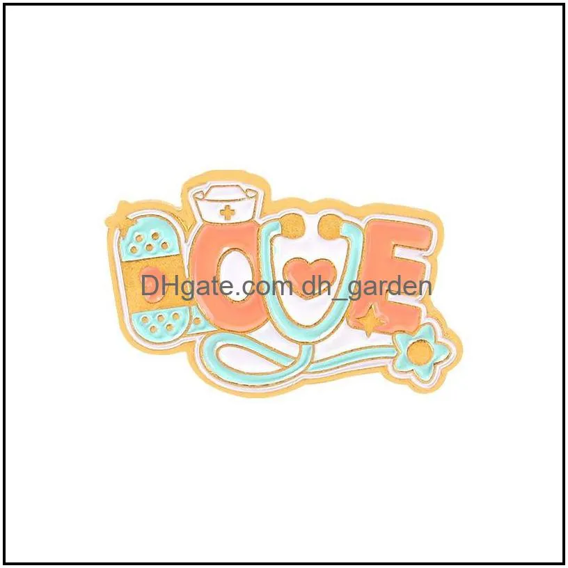 customized enamel pin brooches medical alloy cartoon shape of love stethoscope enamel charms man women badge jewelry 1078 d3