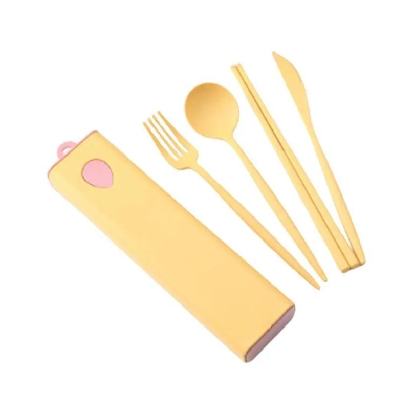 dinnerware sets travel tableware set camping portable cutlery fork chopstick spoon creative wheat knife chopsticks