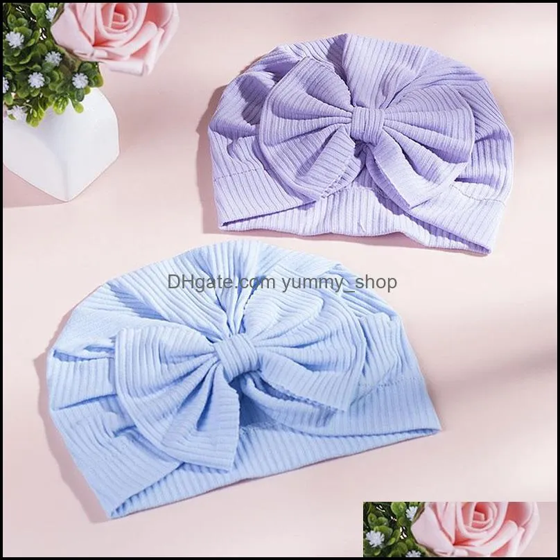  born baby solid color bows kids beanie hat infant warm bowknots caps headwear party decor fashion accessories