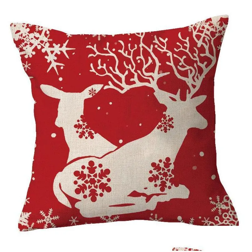 home festival gifts christmas pillowcase pillows linen santa claus elk snowflake english alphabet home pillow