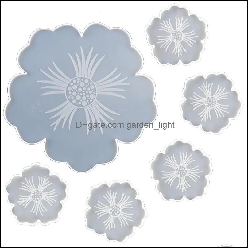 tea tray coaster mould suit flower shaped handmade crystal epoxy resin silicone white molds diy pattern 32qz j2