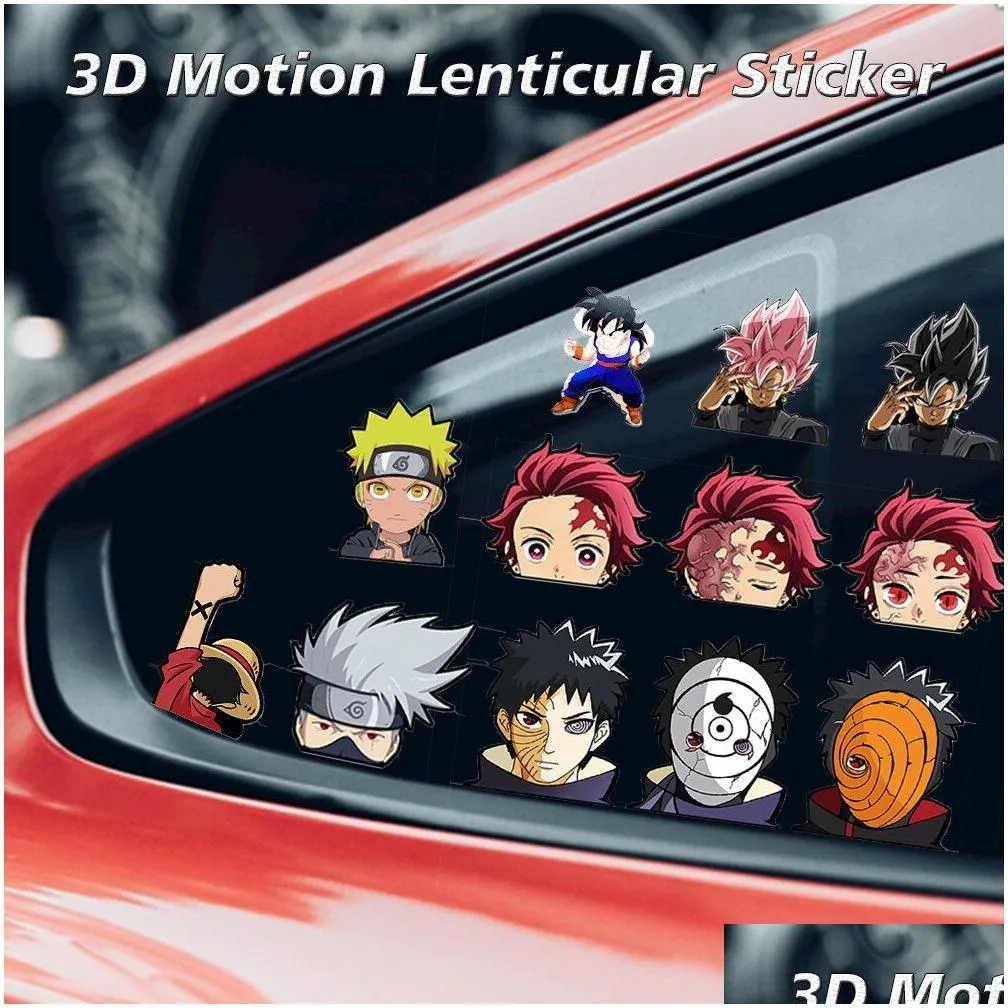 90 designs 3d motion stickers hottest animes lenticular waterproof car stickers laptop wall decor