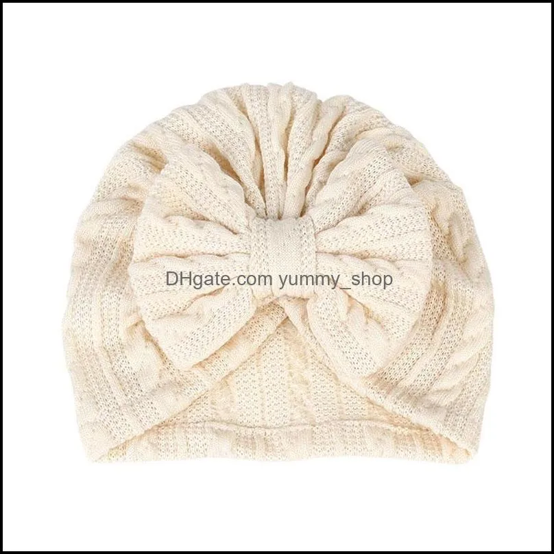  born baby solid color kids spring autumn beanie hat infant bowknots caps headwear fashion accessories