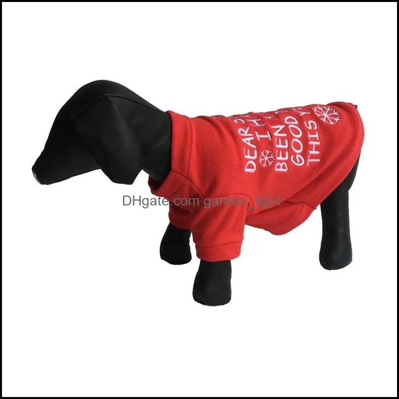 christmas pet cartoon dog clothes winter thickening sweater tactic cloth puppy bullfight be a good dogs red snowflake high quality 7 5pp