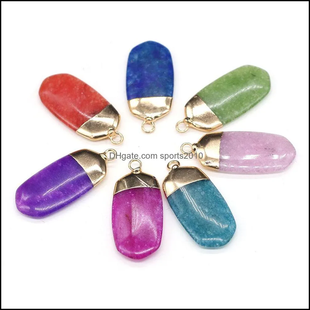 reiki healing charms semiprecious rectangular white stone dyed color crystal pendant diy necklace women fashion jewelry finding sports2010